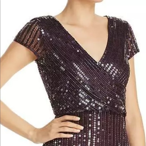 Adrianna papell beaded sequin slit gown dress - Picture 3 of 8